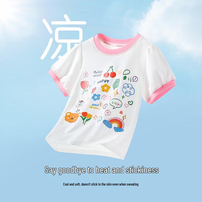 MQDMINI Girls' Bubble Sleeve Short Sleeve T-shirt