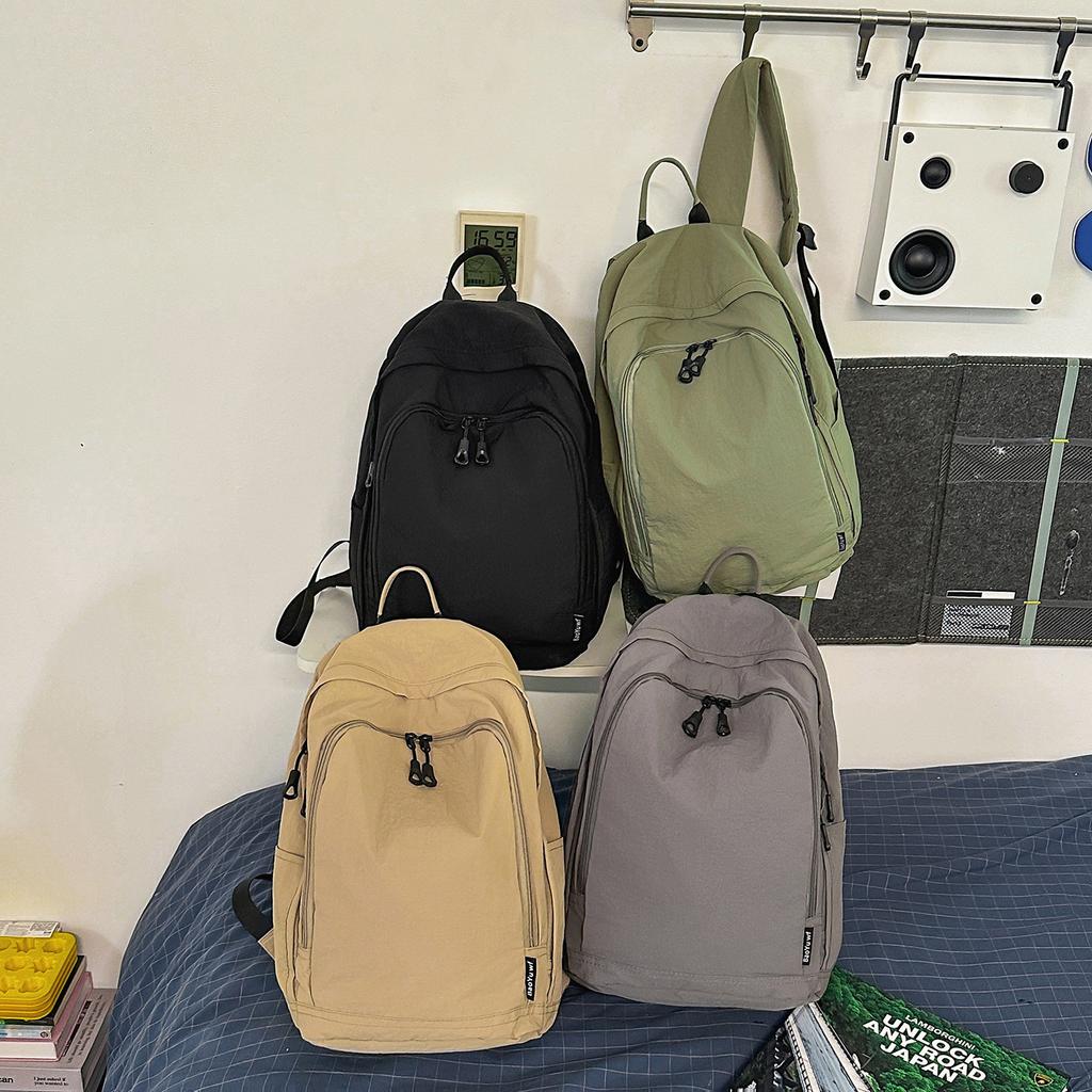 Schoolbag Hot Sale Washed Canvas Backpack Female Simple Large Capacity High School College Student School Bag Commuter Travel Backpack Male
