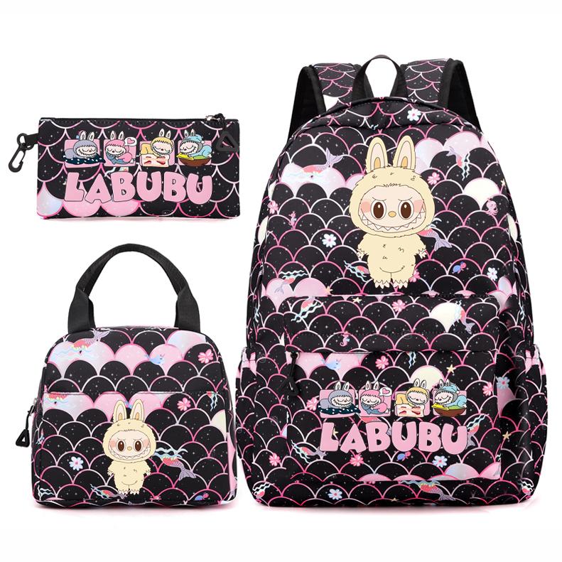3Pcs/set Backpack for Girl School Teen Student Knapsack Women Rucksack with Lunch Bags Pencil Bag Fish Scale Style Bags