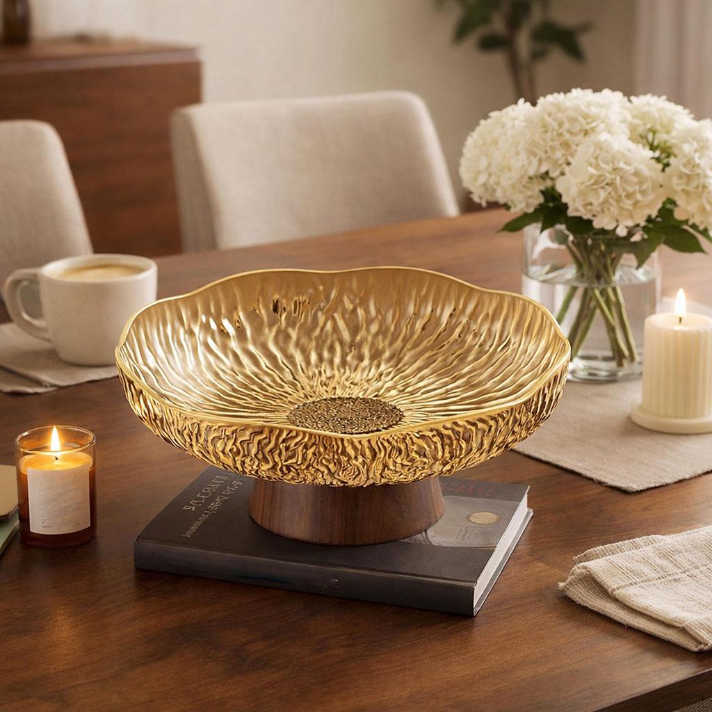 Elegant Fruit Bowl with Drainage Holes, Snack Tray And Storage Space for Snacks, Ideal As A Table