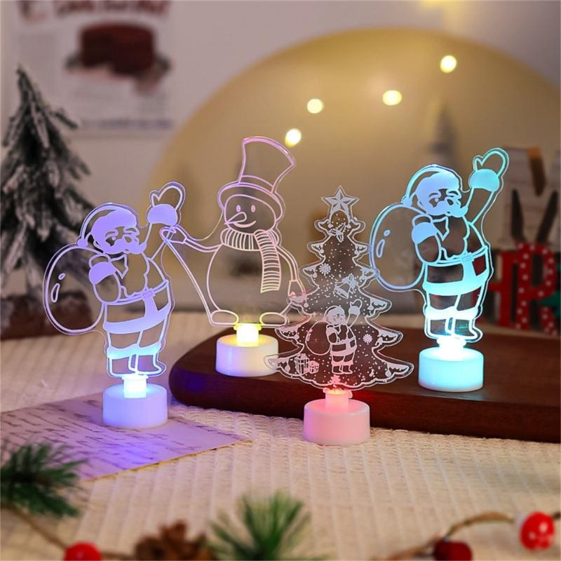 Glowing LED Acrylic Decoration Christmas Ornament Christmas Decorative Night Light For Kids Room Party Desktop Display