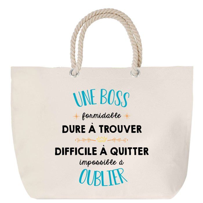 Sac de plage avec anse corde Une Boss Impossible A Oublier Cadeau Anniversaire Noël | Grand Sac de Transport & Sport