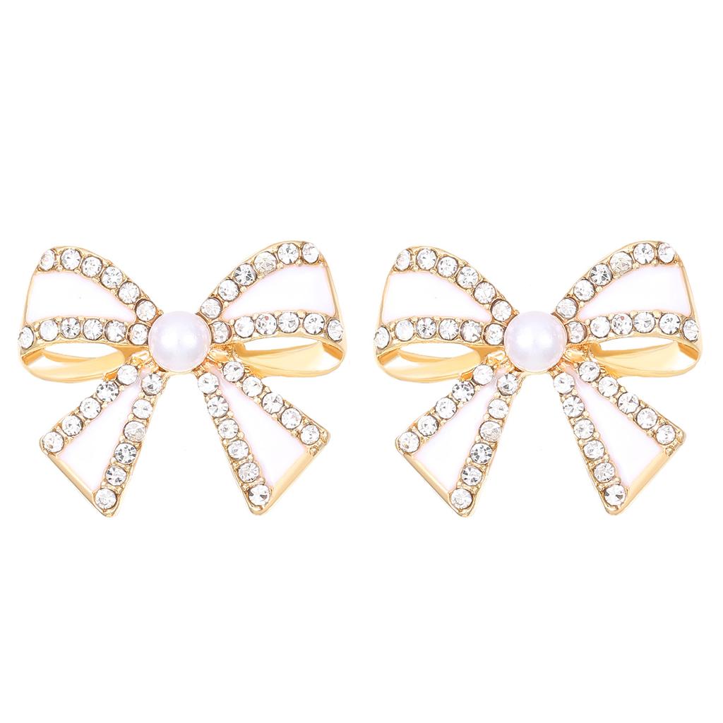 Retro French small fragrant style pearl bow earrings trendy high-end light luxury earrings stud earrings femininity wholesale
