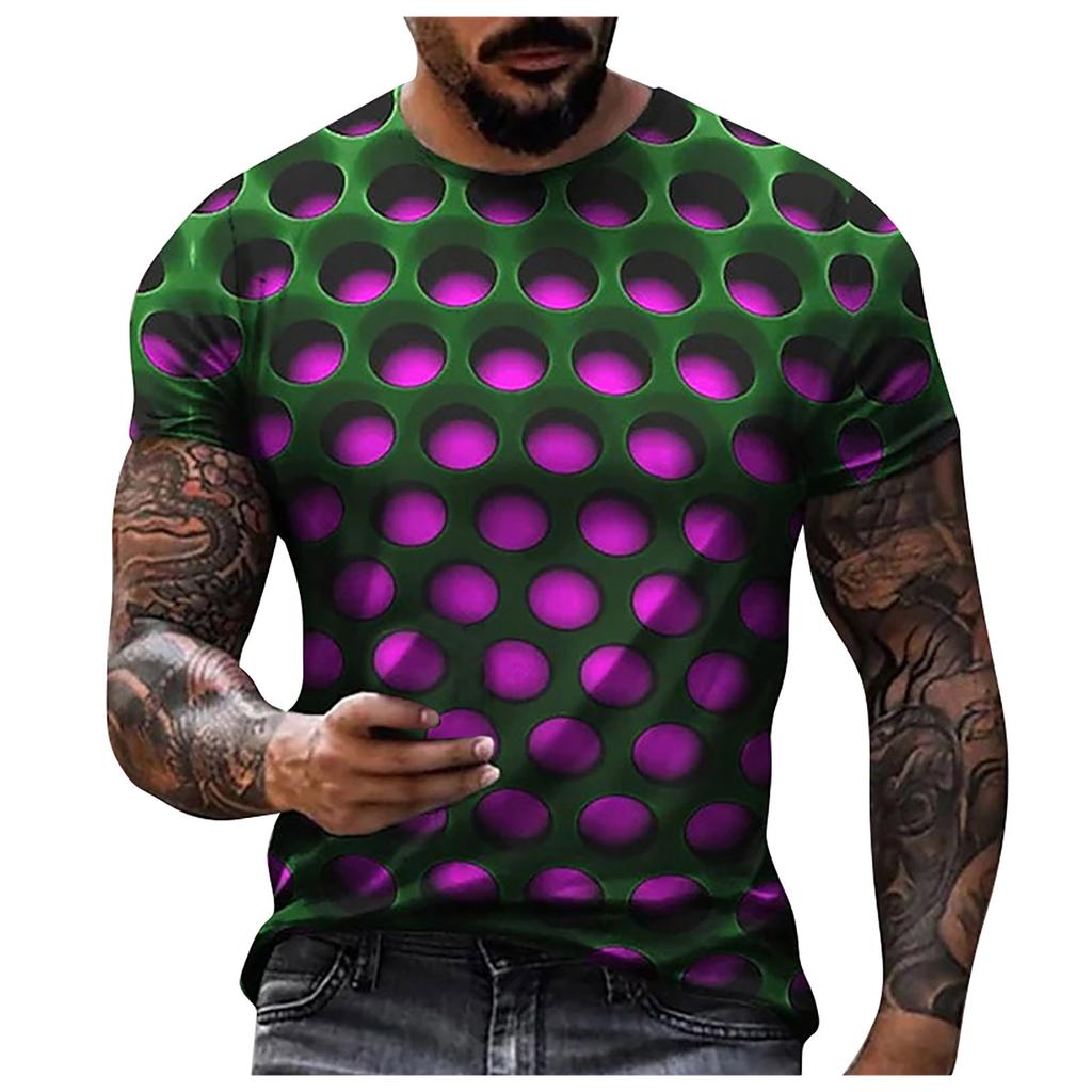 Men's T-Shirt 3D Printed Neck 3D Print Plus Size Casual Casual Short Sleeve Retro Street Fashion Overs