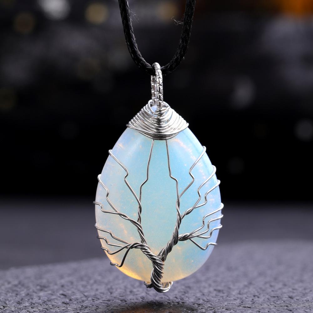 Waterdrop Life Tree Keychain Handmade Wire Wrapped Keychain Personalized Jewelry for Men Couple Family Keychain Pendant