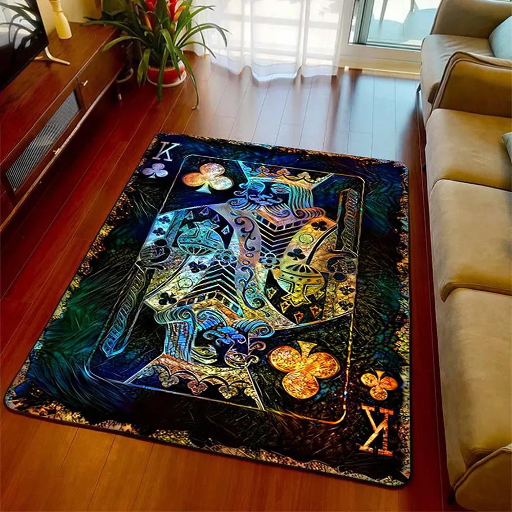 Moderne Malerei Pik Karte Poker Teppich Wohnzimmer Teppich Heimdeko Flur Fußmatte Rutschfest Küche Badezimmer Schlafzimmer Bodenmatte