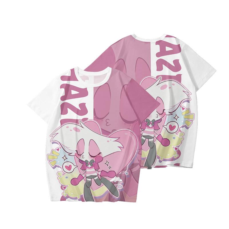 

10 цветов Hazbin Hotel Аниме Женские и мужские футболки Аниме Рубашка с круглым вырезом с мультяшным принтом Негабаритные с короткими рукавами Модная мужская одежда Уличная одежда S