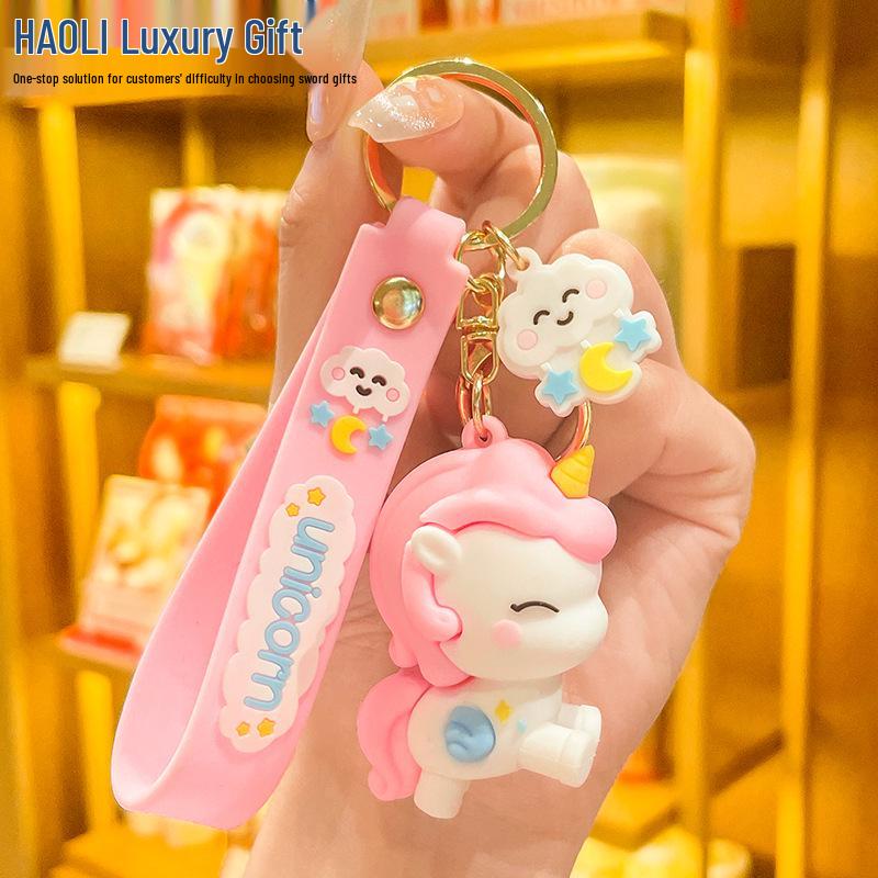 Cute Cartoon Unicorn Keychain: Women's Exquisite Doll Pendant for Bags & Car Keys