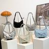 IELGY Korean Version Casual Daily All-Match Nylon Cloth Bag Simple Fashionable Pleated Cross-Body Shoulder Bag