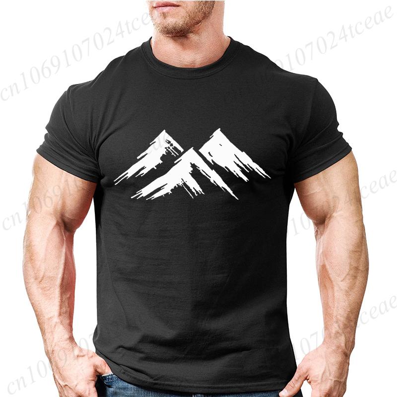 Mens Summer Casual Minimalist Mountain Print Short Sleeve TShirt Graphic Tees for Men Women Summer Tops Oversized Vintage Tees