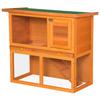 Two-Story Rabbit Cage, Outdoor Rabbit Hutch with Fir Wood Rabbit House, 90x45x80 cm