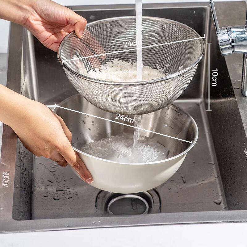 Kitchen Draining Basket & Rice Washing Sieve Set