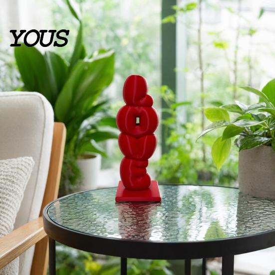 Delicate Texture Vase Decorative Flower Vase, Love Shape Design Letter Stacking 3D Printed Smooth Surface Ornament for Valentine Day