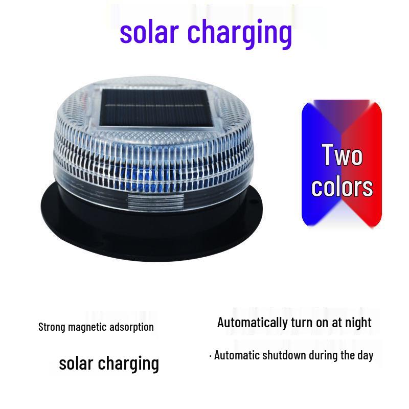 Solar-Powered Magnetic LED Strobe Light for Construction and Night Parking