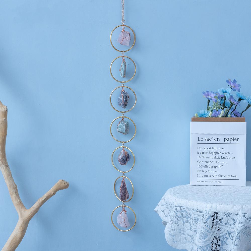 Raw Crystal Gemstone Wind Chime Pendant Raw Crystal Gemstone Wall Decor New