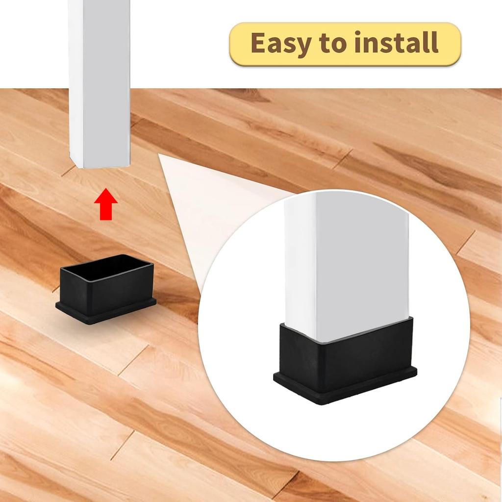 Flyshop 8Pcs Rectangle Chair Leg Caps Non-Scratch PVC Chair Leg Floor Protectors Furniture Table Covers, 13/16" x 1-9/16", 20mm x 40mm