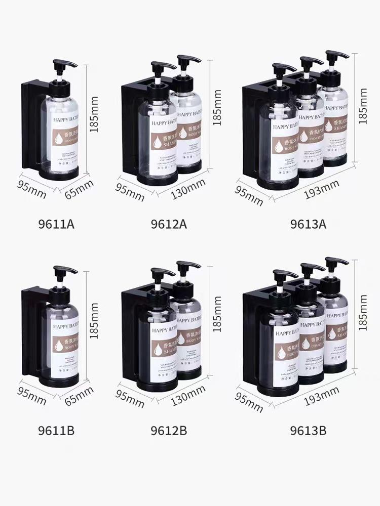 Wall Mounted Manual Soap Dispensers Hotel Shampoo and Shower Gel Separate Bottles Bathroom Shampoo Bottles with Pumps Drill