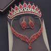 Wunderschöne Kristall Hochzeitskleid Krone Braut Halskette Sets für Frauen Brautschmuck Set Ohrringe Party Tiaras Schmucksets