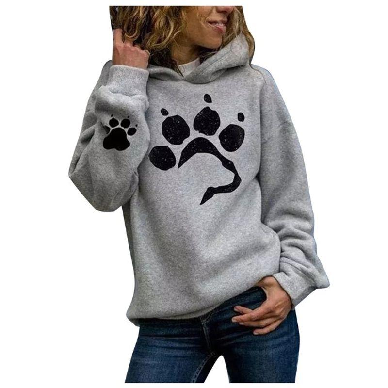 Bear Claw Print Long Sleeve Hoodie Bear Claw Print Long Sleeves Women's Hoodie
