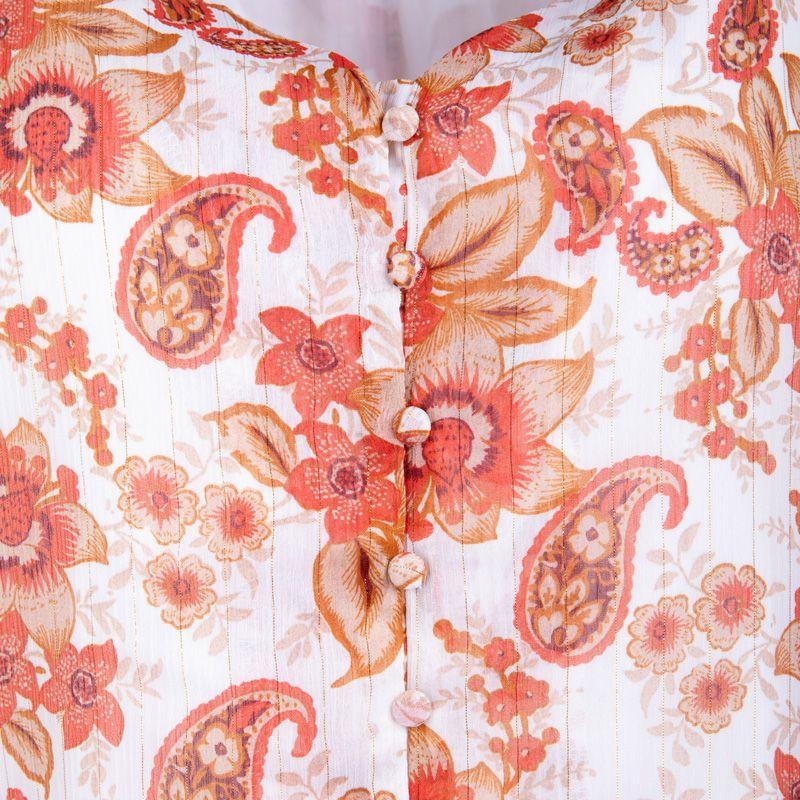 Short-sleeved Orange Flower Print Shirt Woman DEELUXE 74