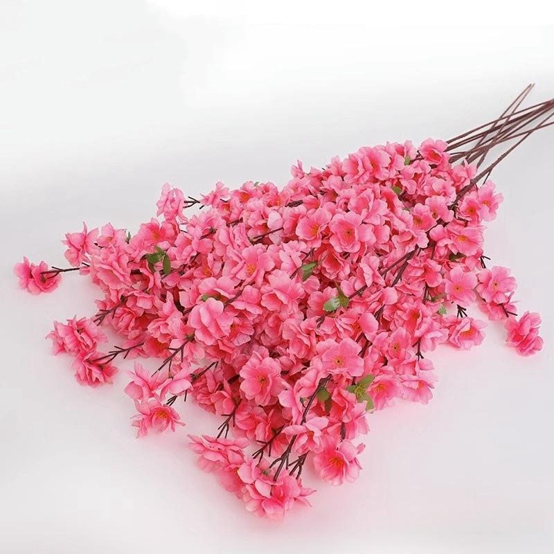 10pcs/lots Artificial Flower Peach Blossom Landscape Peach Blossom Branch Artificial Plum Branch Wedding Home Decoration Fake Flower Silk Flower