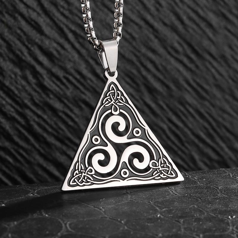 Stainless Steel Nordic Odin Rune Irish Celtic Trinity Knot Pendant Necklace Men Women Lucky Amulet Jewelry