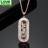 Hip Hop Colares com Letras de Nome Personalizadas Zircônia Pedra Bling Letras Baguete Pingente Corrente de Nome Gelada Homens Colares Joias Femininas Pingente da Moda