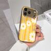Lucky Start Phone Case For iPhone 17 16 15 14 13 12 11 Pro Max 16E Gold Electroplated glass shell  Sunny Daisies Cover