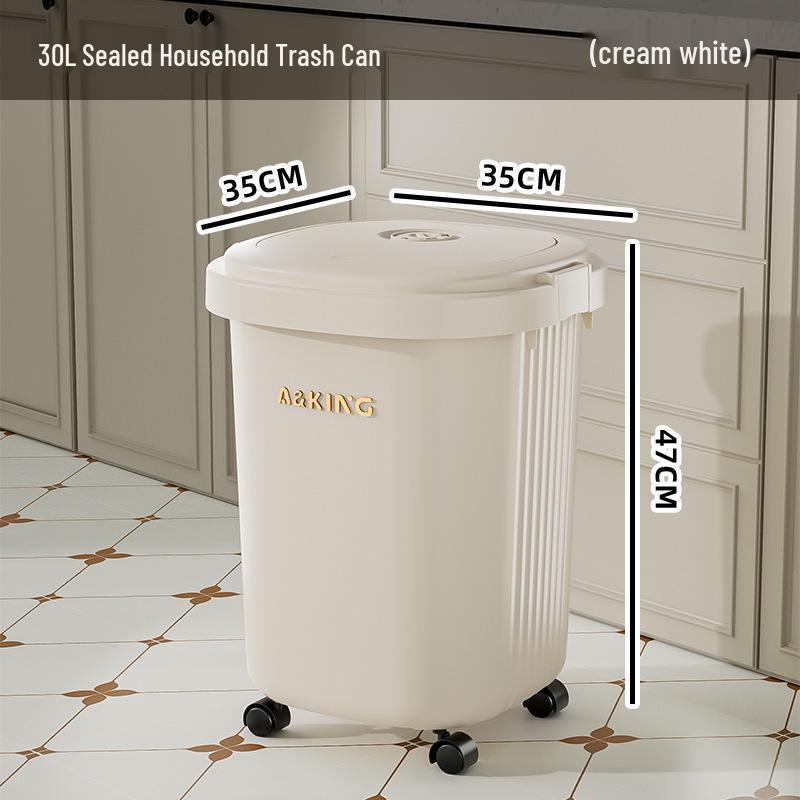 Wheeled Large Capacity Trash Bin for Kitchen, Bathroom, Office