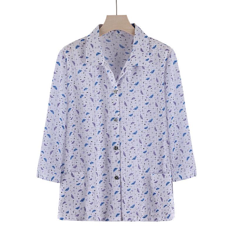 FENGXIAO Women's Retro Jacquard Loose-Fit Blouse