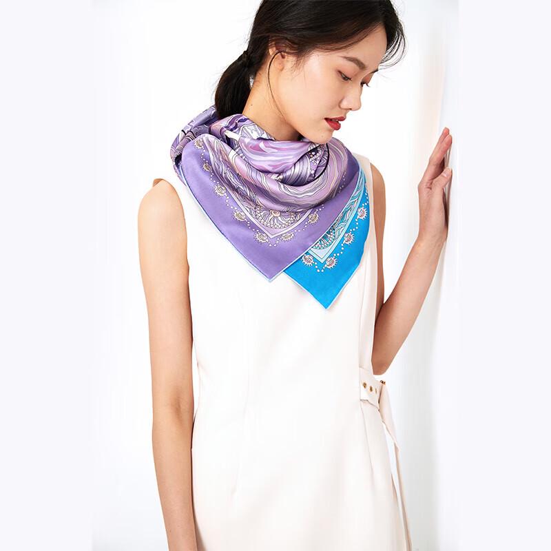 Aurora Aquarius 100% Mulberry Silk Square Scarf