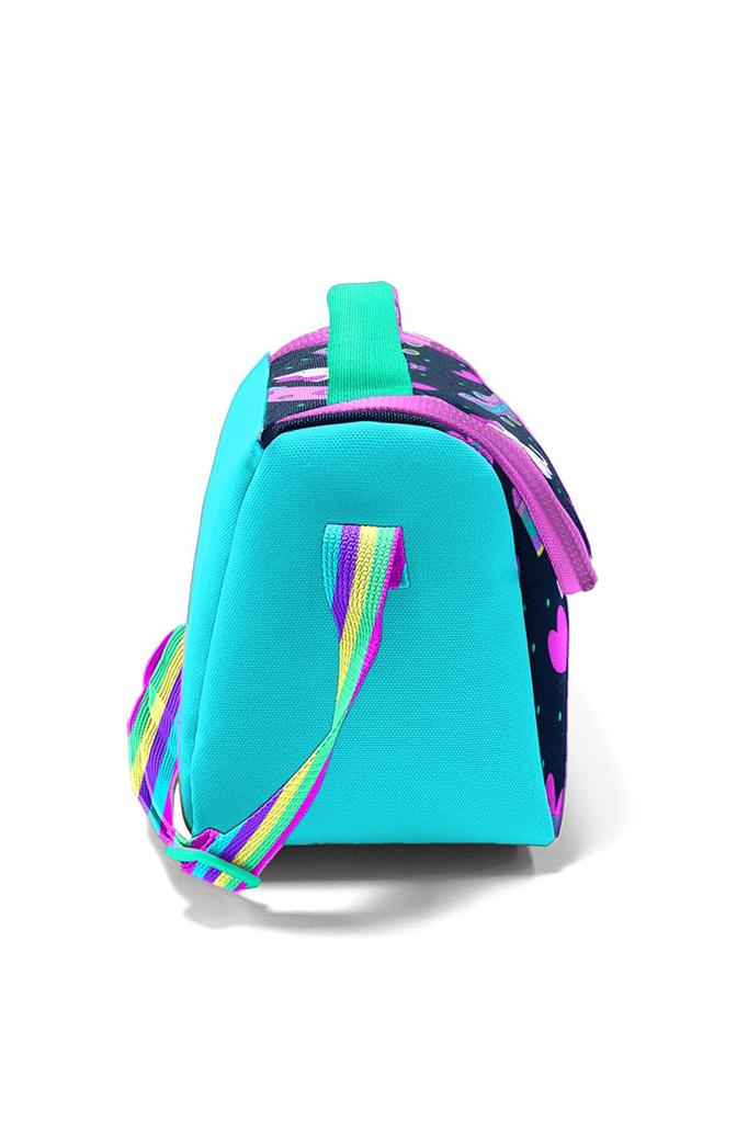 Coral High Kids Navy Blue Pink Cat Skate Patterned Thermo Lunchbox 11891