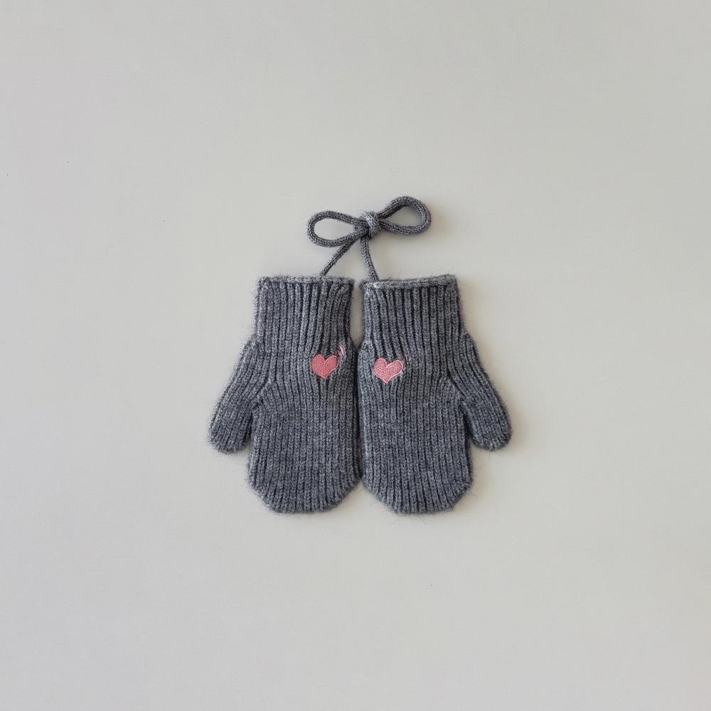 Korean Children's Gloves Autumn Winter New Solid Color Simple Warm Bag Finger Neck Baby Gloves Kids Mittens Accessories