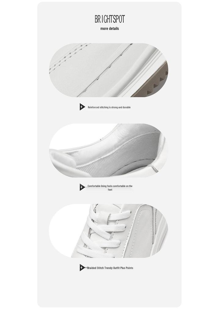 Stylish Men's Spring & Autumn White Sneakers: Versatile, Fashionable, and Comfortable with Thick Sole