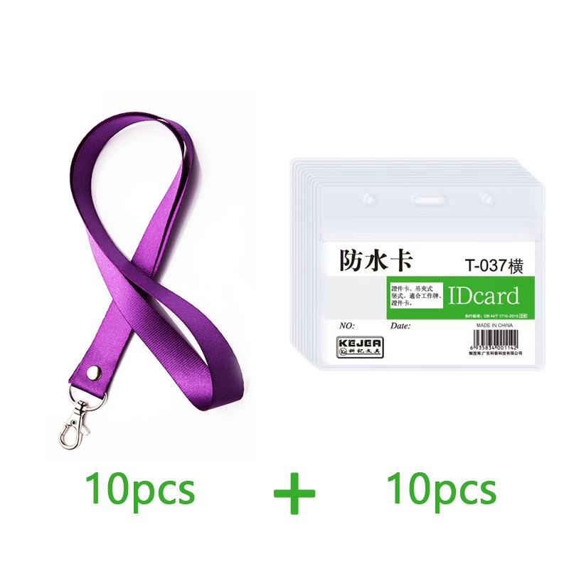 

10 Pcs Transparent Badge Holder Neck Strap Set Waterproof ID Card Bag Lobster Hook Rop Lanyard For Employee Access Control Card