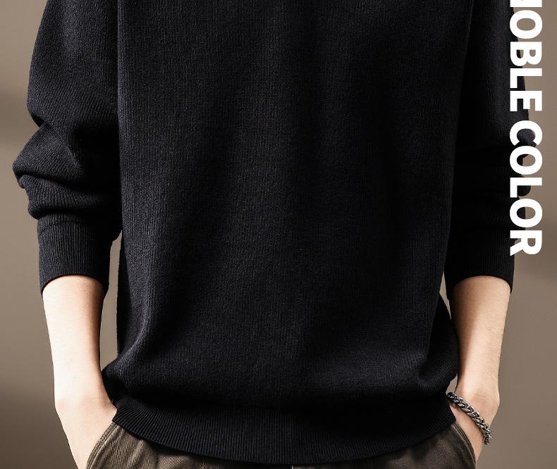 Men's High-End Heavyweight Cotton Color Block Polo Sweater - 2025 Spring/Autumn Collection