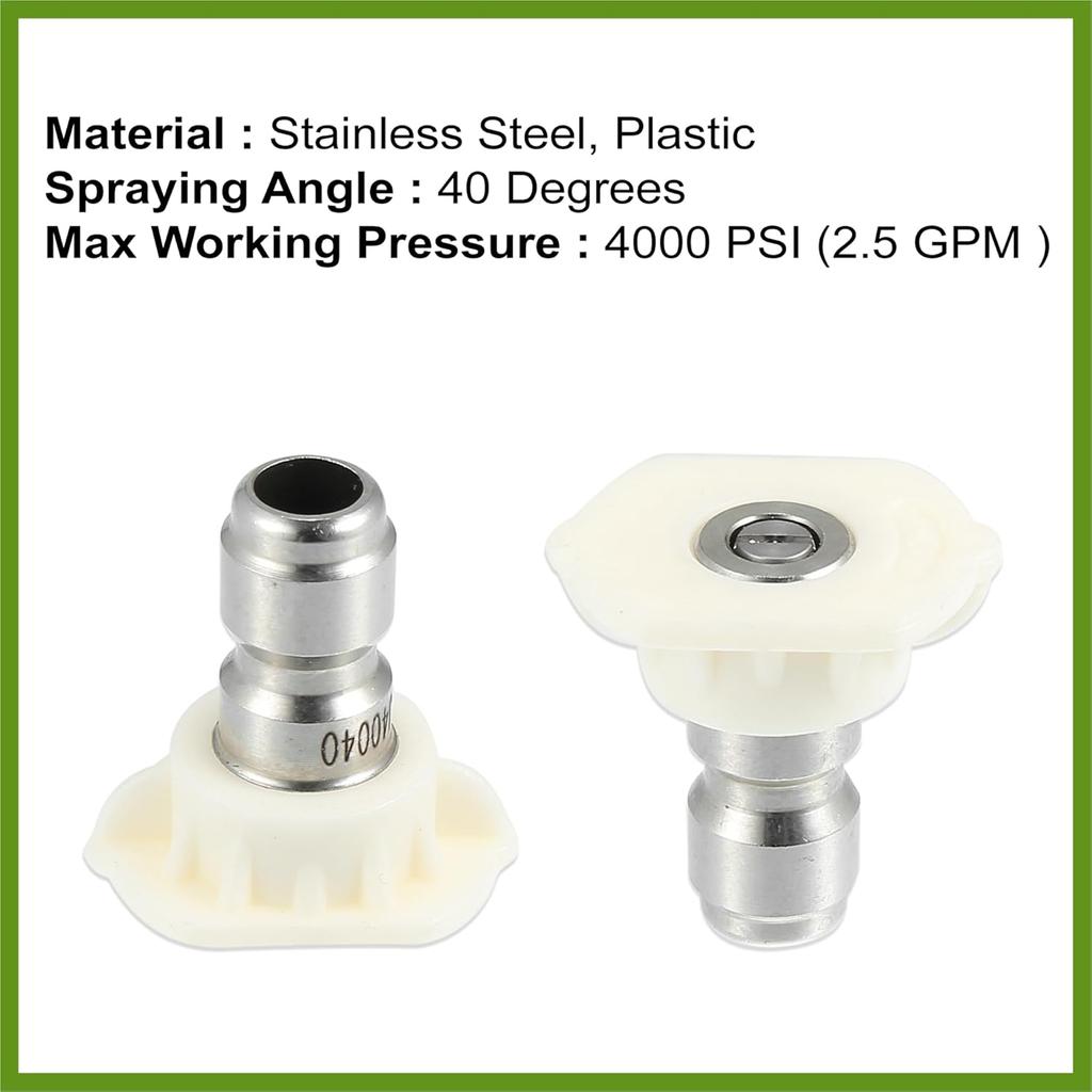 40 Degrees High Pressure Washer Spray Nozzle Tips Quick Connector White 5 Pcs Replace Parts Vehicle Components
