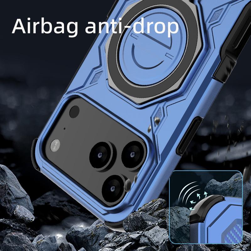 KEYSION Shockproof Magnetic Case for iPhone 17 Pro Max TPU+PC Upright Live Metal Ring Stand Phone Back Cover for iPhone 17 Air