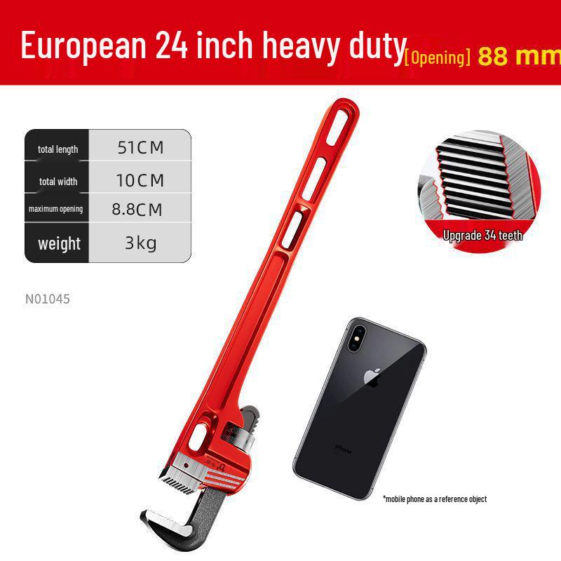 German Style Heavy Duty Pipe Wrench and Universal Water Pump Pliers – Large Opening, High Hardness for Plumbing Installation