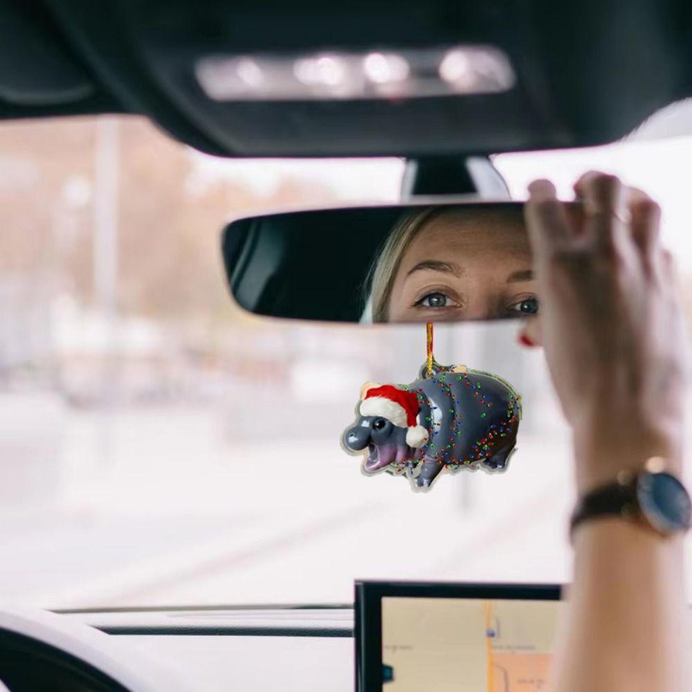 Cartoon Moo Deng Hanging Pendant Mini Hippo Christmas Tree Decorations  Christmas Ornament Keychain