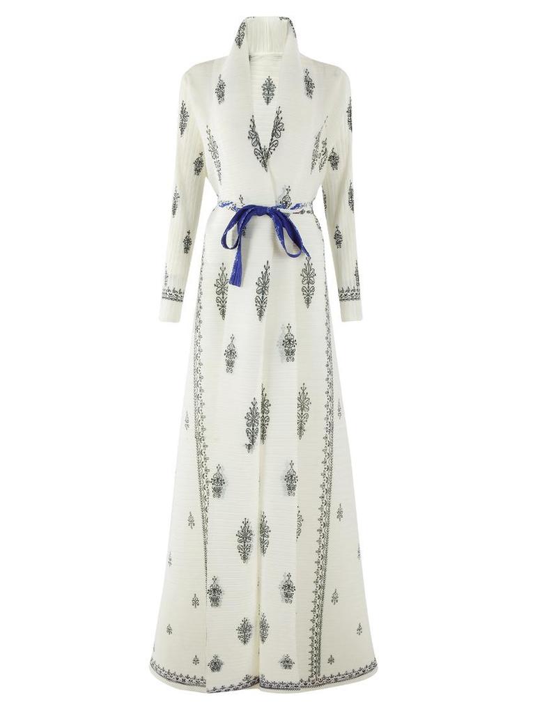Pleated Printed Long Trench Coat for Women - 2025 Spring Lapel Loose Fit Plus Size Long Sleeve Robe