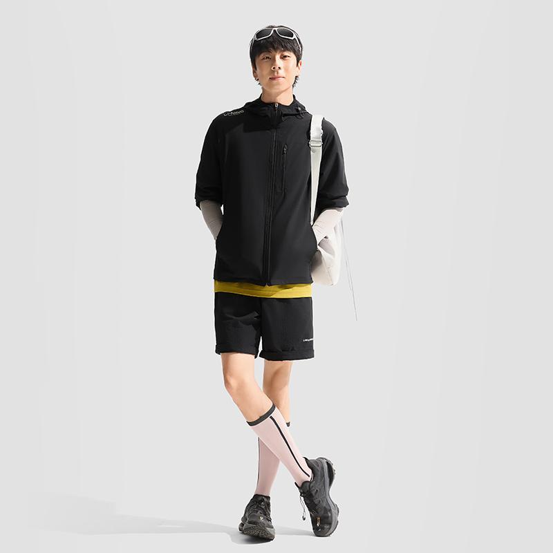 Li Ning Ice Silk Cool Technology UV Protection Breathable Cycling Climbing Outdoor Soft Shell Sun Protection Clothing Men Outerwear Black AWDU823-2