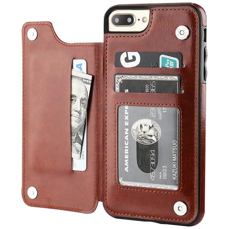 Für iPhone 11 Pro XR XS Max 6s 7 8 Plus SE 2020 Brieftaschenhülle Luxus Schlanke Passform Premium Leder Kartenfächer Stoßfeste Klapphülle