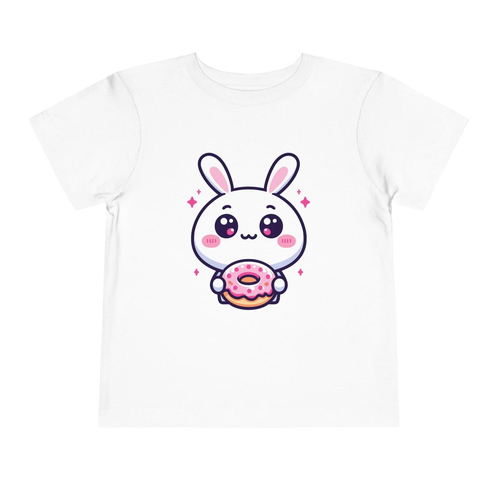 Toddler Cute Bunny Donut Shirt Kawaii Cartoon Easter Rabbit Graphic T-Shirt M