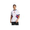 Casual Sports Series V-Neck Pullover Versatile Short Sleeve Rugby Shirt Men Tops White Dark-Blue JP0368