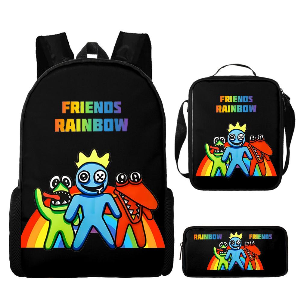 Rainbow Friends Zaino Scolastico Rainbow Friends Zaino Cartone Animato Borsa a Tracolla Astuccio Set da Tre Pezzi