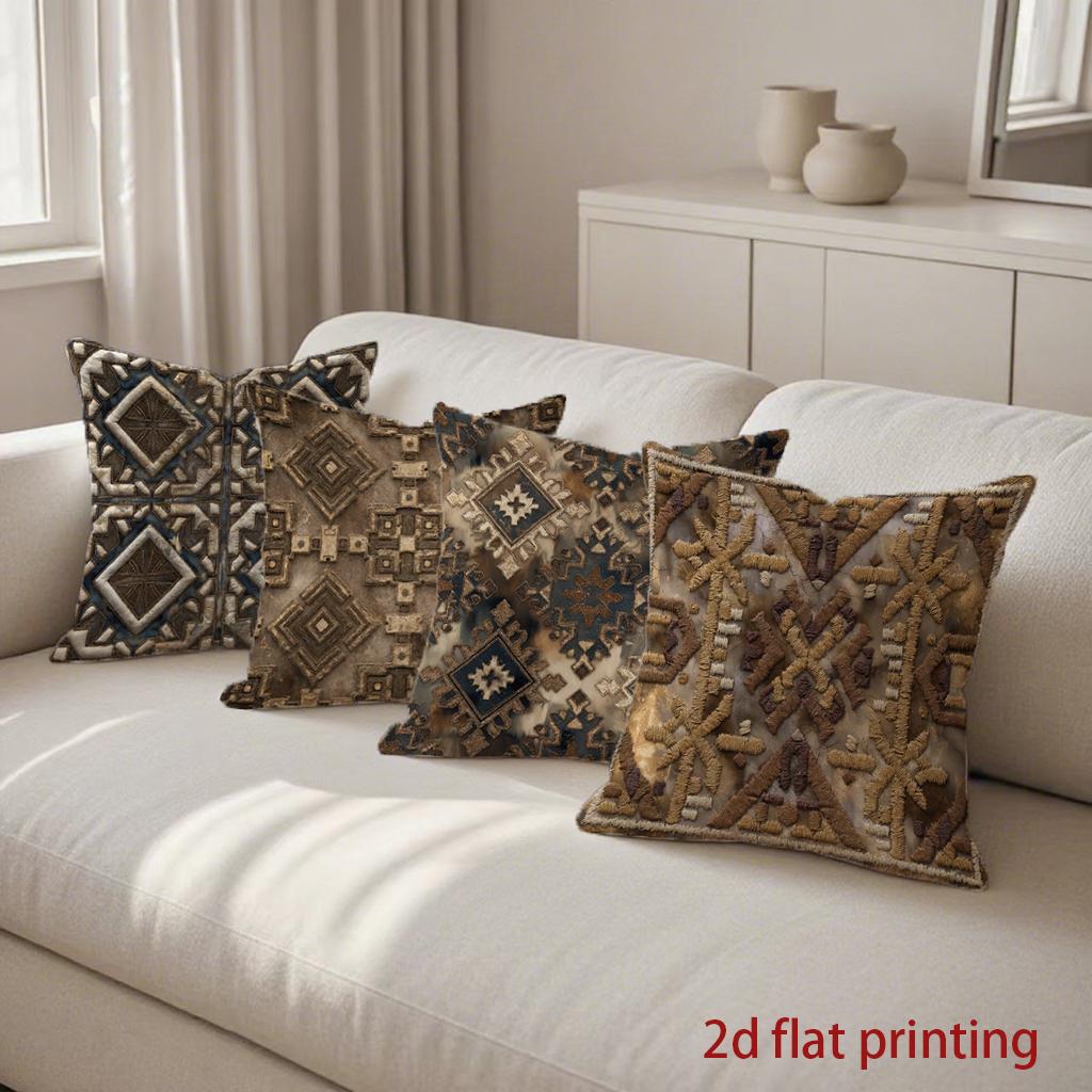 Bohemian Geometric Tribal Throw Pillow Covers Pattern Cushion Cover Suitable For Sofa Bedroom Car Pillow Cover