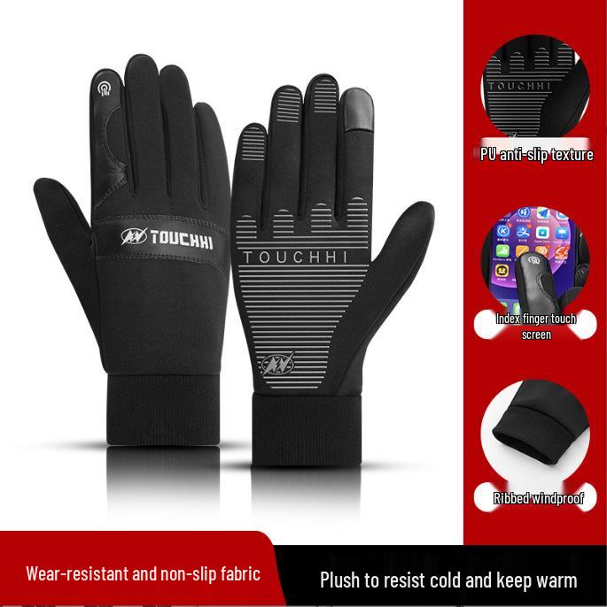 Winter Touchscreen Cycling Gloves: Full Finger, Fleece-Lined, Windproof for Men and Women
