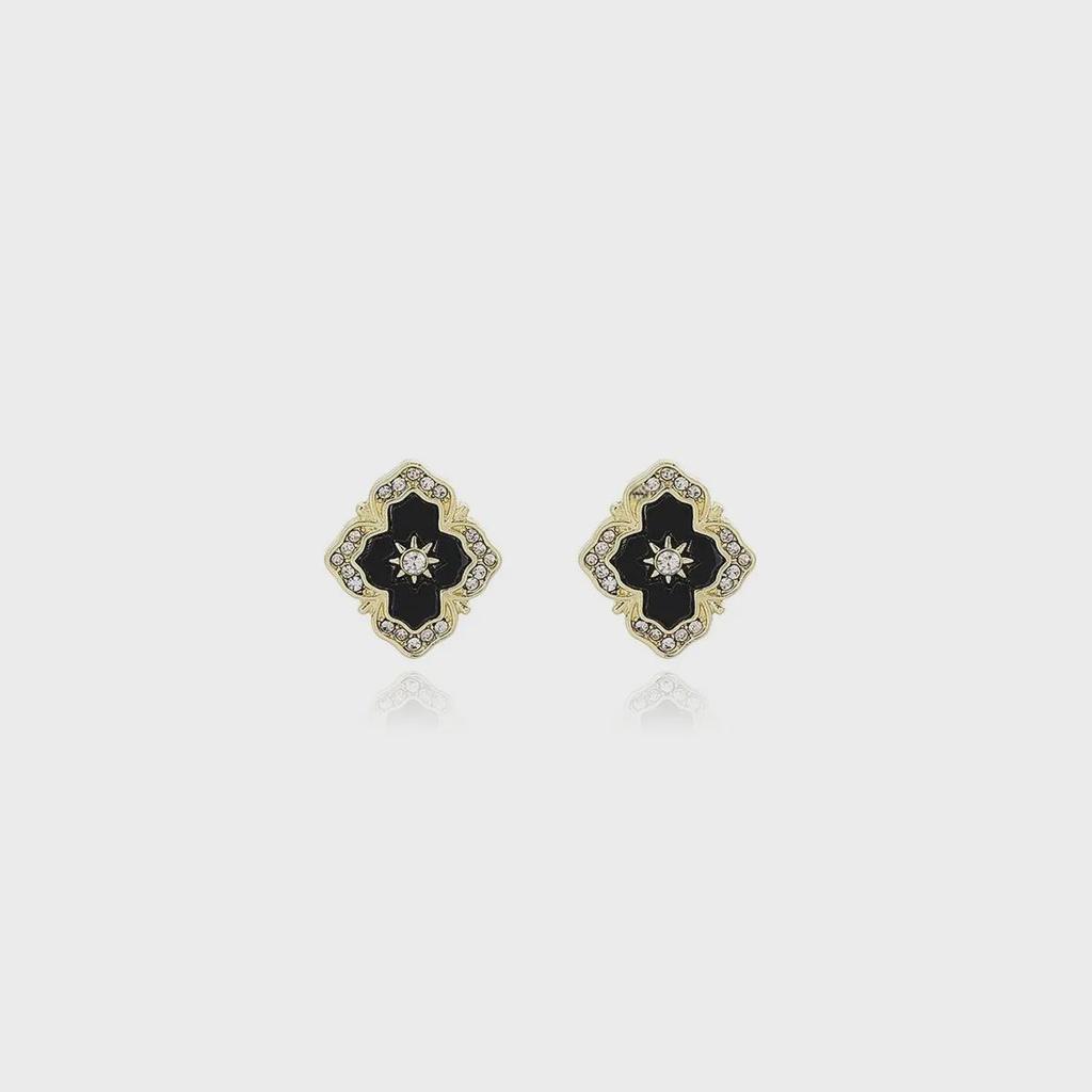 Vintage French Retro Diamond Lace Rhombus Earrings - Light Luxury & High-End Style