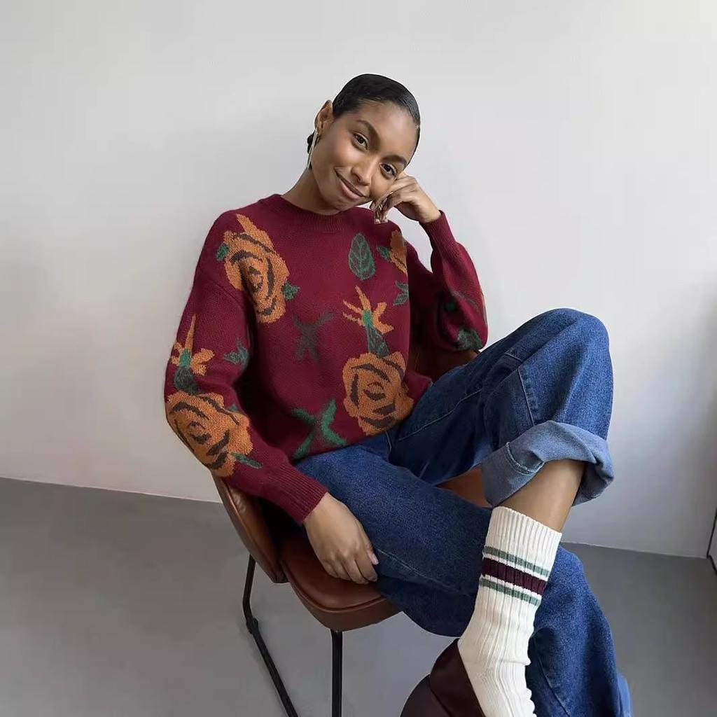 Women's Autumn and Winter Round Neck Loose Soft Knitted Jumper